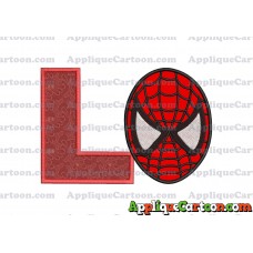 Spiderman Head Applique 02 Embroidery Design With Alphabet L