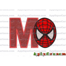 Spiderman Head Applique 02 Embroidery Design With Alphabet M