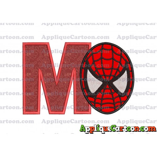 Spiderman Head Applique 02 Embroidery Design With Alphabet M