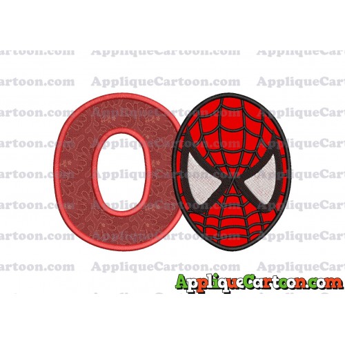 Spiderman Head Applique 02 Embroidery Design With Alphabet O