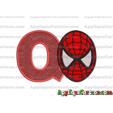 Spiderman Head Applique 02 Embroidery Design With Alphabet Q