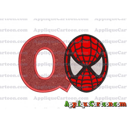 Spiderman Head Applique 02 Embroidery Design With Alphabet Q