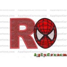 Spiderman Head Applique 02 Embroidery Design With Alphabet R