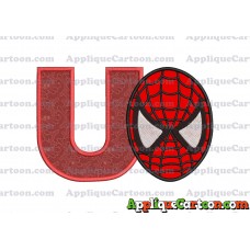 Spiderman Head Applique 02 Embroidery Design With Alphabet U