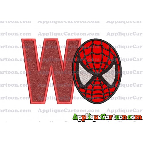 Spiderman Head Applique 02 Embroidery Design With Alphabet W