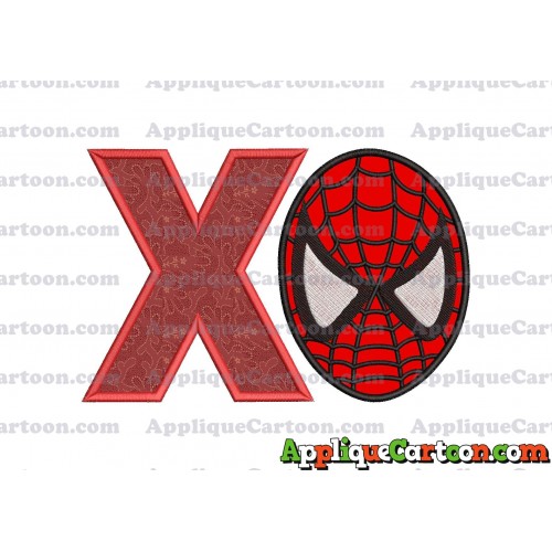Spiderman Head Applique 02 Embroidery Design With Alphabet X
