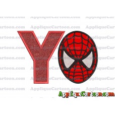 Spiderman Head Applique 02 Embroidery Design With Alphabet Y