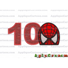 Spiderman Head Applique Embroidery Design Birthday Number 10