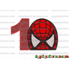 Spiderman Head Applique Embroidery Design Birthday Number 1