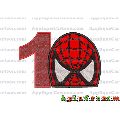 Spiderman Head Applique Embroidery Design Birthday Number 1