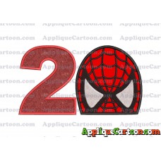 Spiderman Head Applique Embroidery Design Birthday Number 2