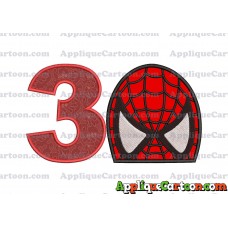 Spiderman Head Applique Embroidery Design Birthday Number 3