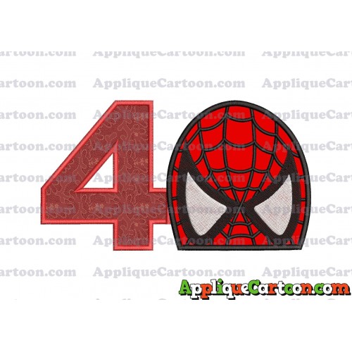 Spiderman Head Applique Embroidery Design Birthday Number 4
