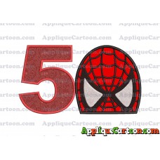 Spiderman Head Applique Embroidery Design Birthday Number 5