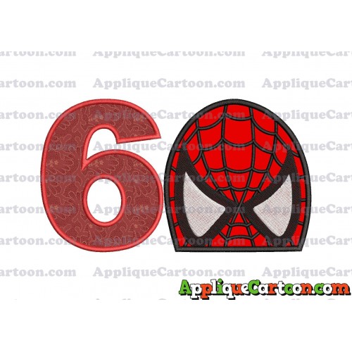 Spiderman Head Applique Embroidery Design Birthday Number 6