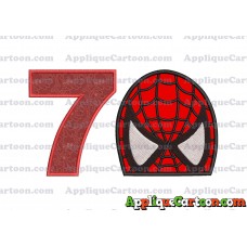Spiderman Head Applique Embroidery Design Birthday Number 7