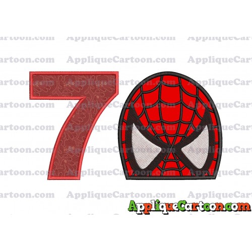 Spiderman Head Applique Embroidery Design Birthday Number 7