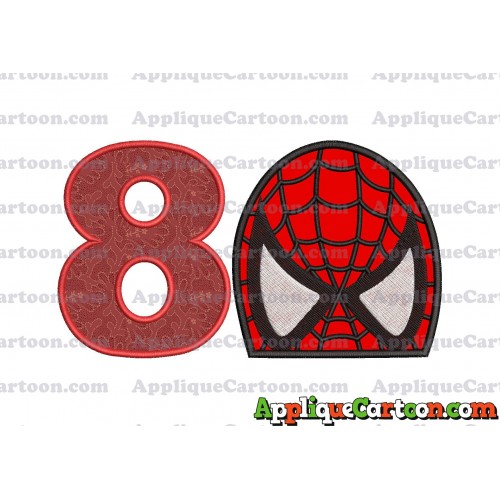 Spiderman Head Applique Embroidery Design Birthday Number 8