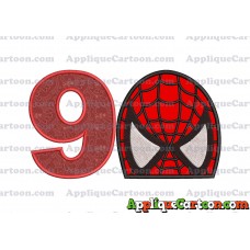 Spiderman Head Applique Embroidery Design Birthday Number 9