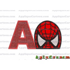 Spiderman Head Applique Embroidery Design With Alphabet A