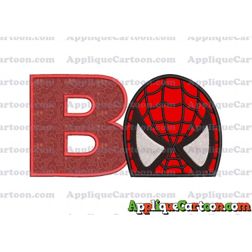 Spiderman Head Applique Embroidery Design With Alphabet B