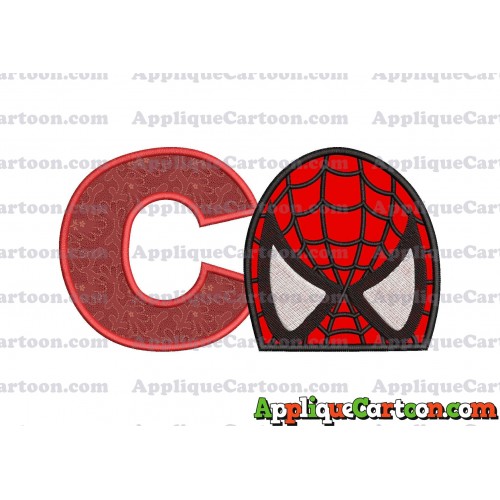 Spiderman Head Applique Embroidery Design With Alphabet C
