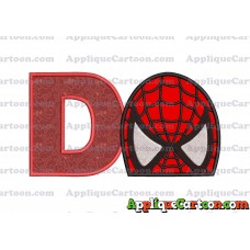 Spiderman Head Applique Embroidery Design With Alphabet D
