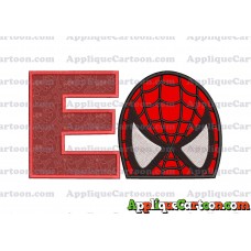 Spiderman Head Applique Embroidery Design With Alphabet E