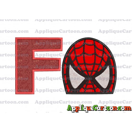 Spiderman Head Applique Embroidery Design With Alphabet F