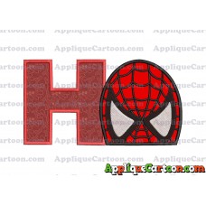 Spiderman Head Applique Embroidery Design With Alphabet H