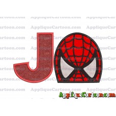 Spiderman Head Applique Embroidery Design With Alphabet J