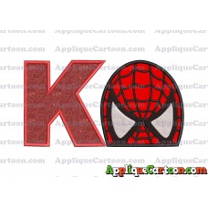 Spiderman Head Applique Embroidery Design With Alphabet K