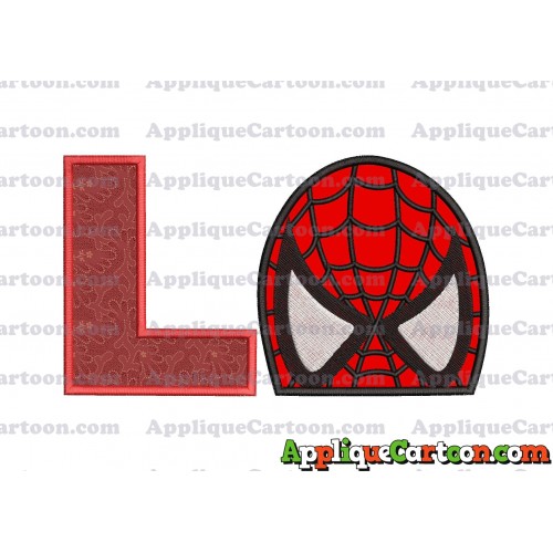Spiderman Head Applique Embroidery Design With Alphabet L