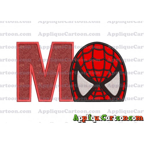 Spiderman Head Applique Embroidery Design With Alphabet M