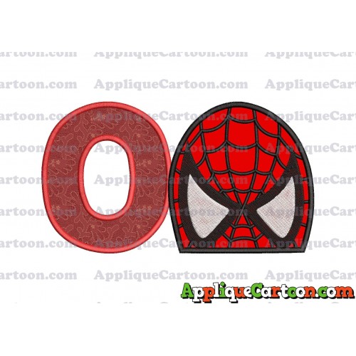 Spiderman Head Applique Embroidery Design With Alphabet O