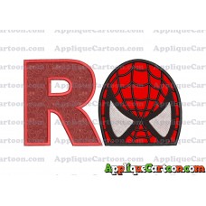 Spiderman Head Applique Embroidery Design With Alphabet R