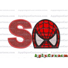 Spiderman Head Applique Embroidery Design With Alphabet S