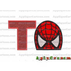 Spiderman Head Applique Embroidery Design With Alphabet T