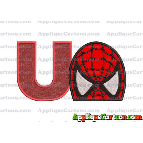 Spiderman Head Applique Embroidery Design With Alphabet U