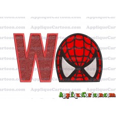Spiderman Head Applique Embroidery Design With Alphabet W