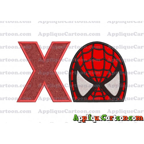Spiderman Head Applique Embroidery Design With Alphabet X