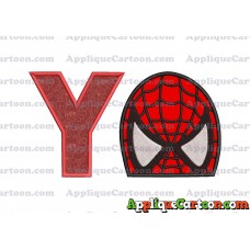 Spiderman Head Applique Embroidery Design With Alphabet Y