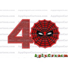 Spiderman Web Applique Embroidery Design Birthday Number 4