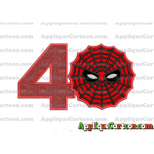 Spiderman Web Applique Embroidery Design Birthday Number 4