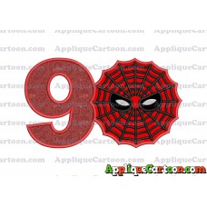 Spiderman Web Applique Embroidery Design Birthday Number 9