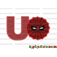 Spiderman Web Applique Embroidery Design With Alphabet U