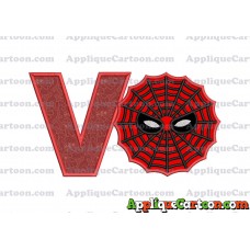 Spiderman Web Applique Embroidery Design With Alphabet V