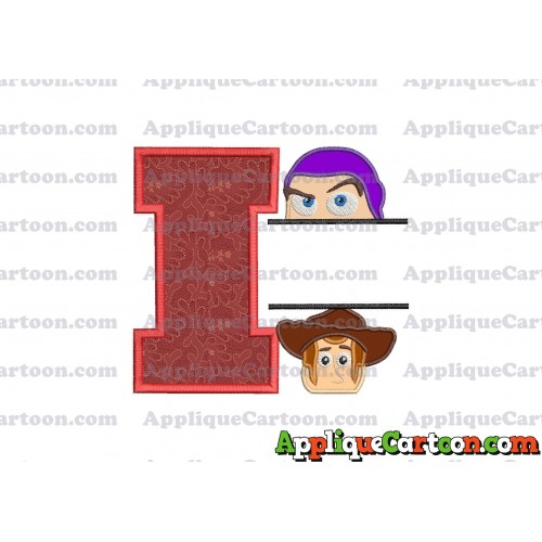 Split Buzz Lightyear and Sheriff Woody Toy Story Applique Embroidery Design With Alphabet I