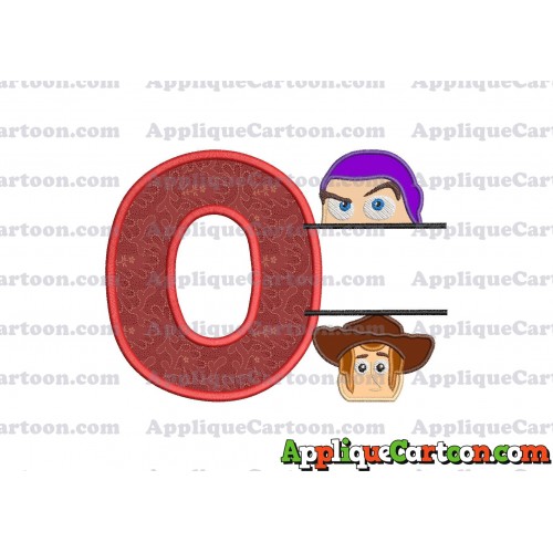 Split Buzz Lightyear and Sheriff Woody Toy Story Applique Embroidery Design With Alphabet O