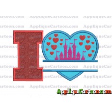 Split Heart Castle Applique Design With Alphabet I